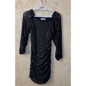 Speechless Kids Black Sequin Ruched Party Dress